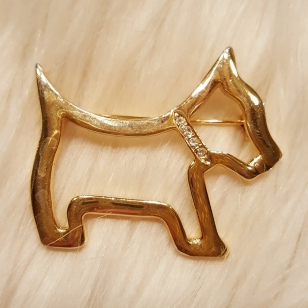 VTG‎ SCOTTY DOG WEARING CZ COLLAR BROOCH